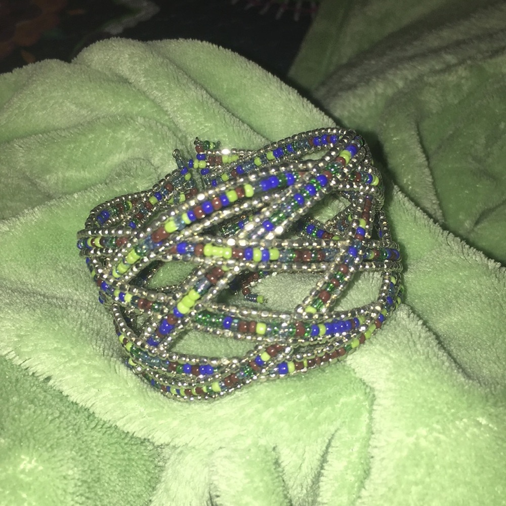 Silver beaded cuff bracelet